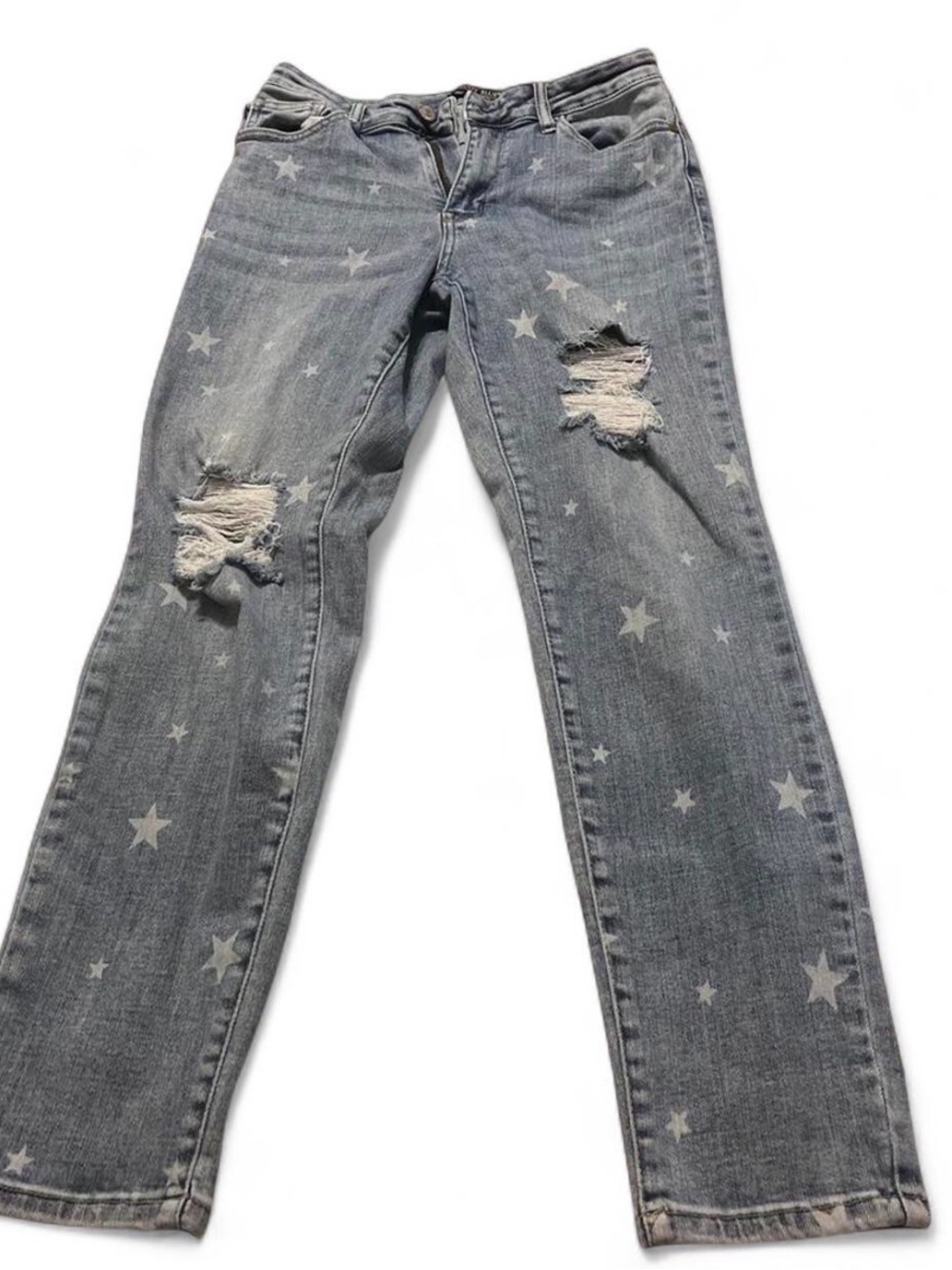 Judy Blue Gray Star Print Straight Leg Jeans